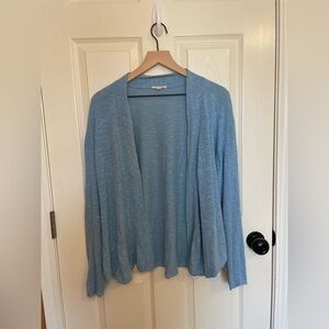 Eileen Fisher Blue Knit Organic Linen Cotton Cardigan Size XL